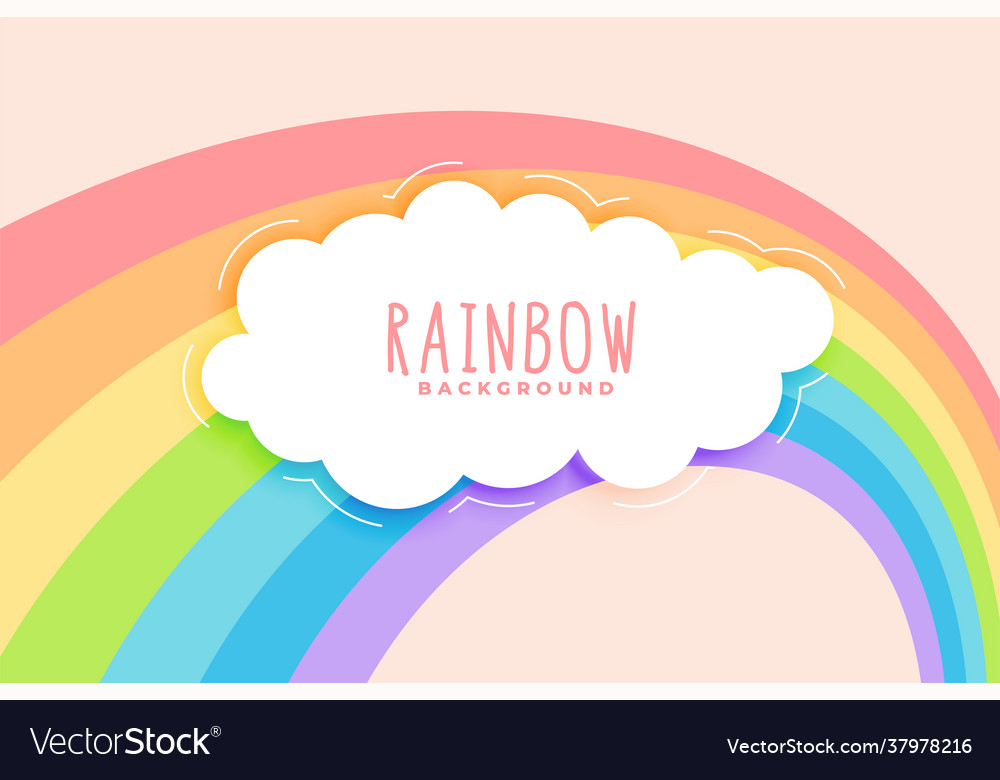 Cute rainbow and cloud in pastel colors background