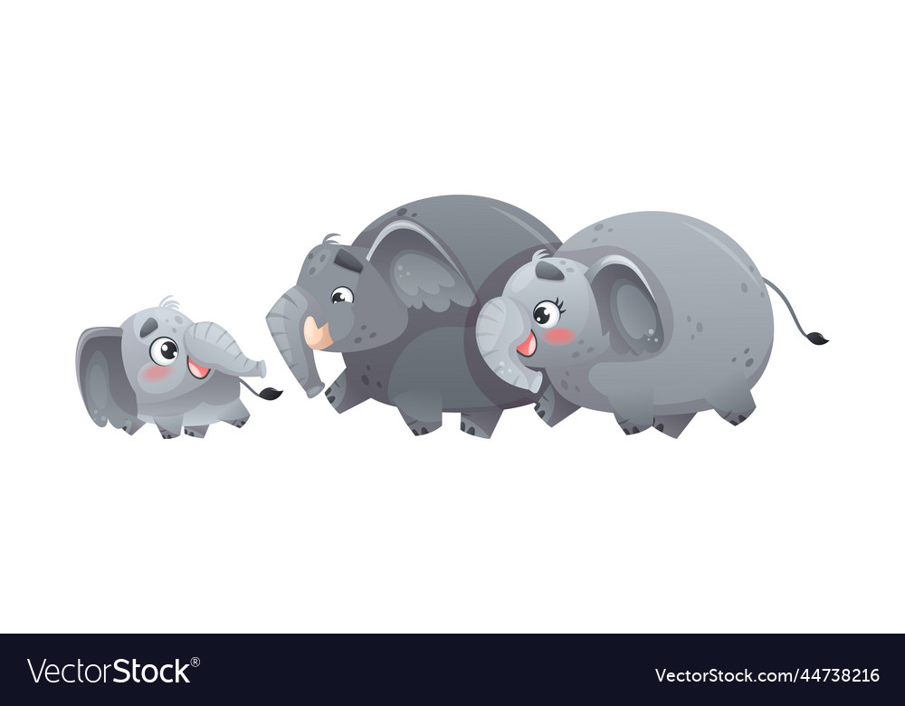 Elephant family with parent and sweet baby walking Elephant family with parent and sweet baby walking