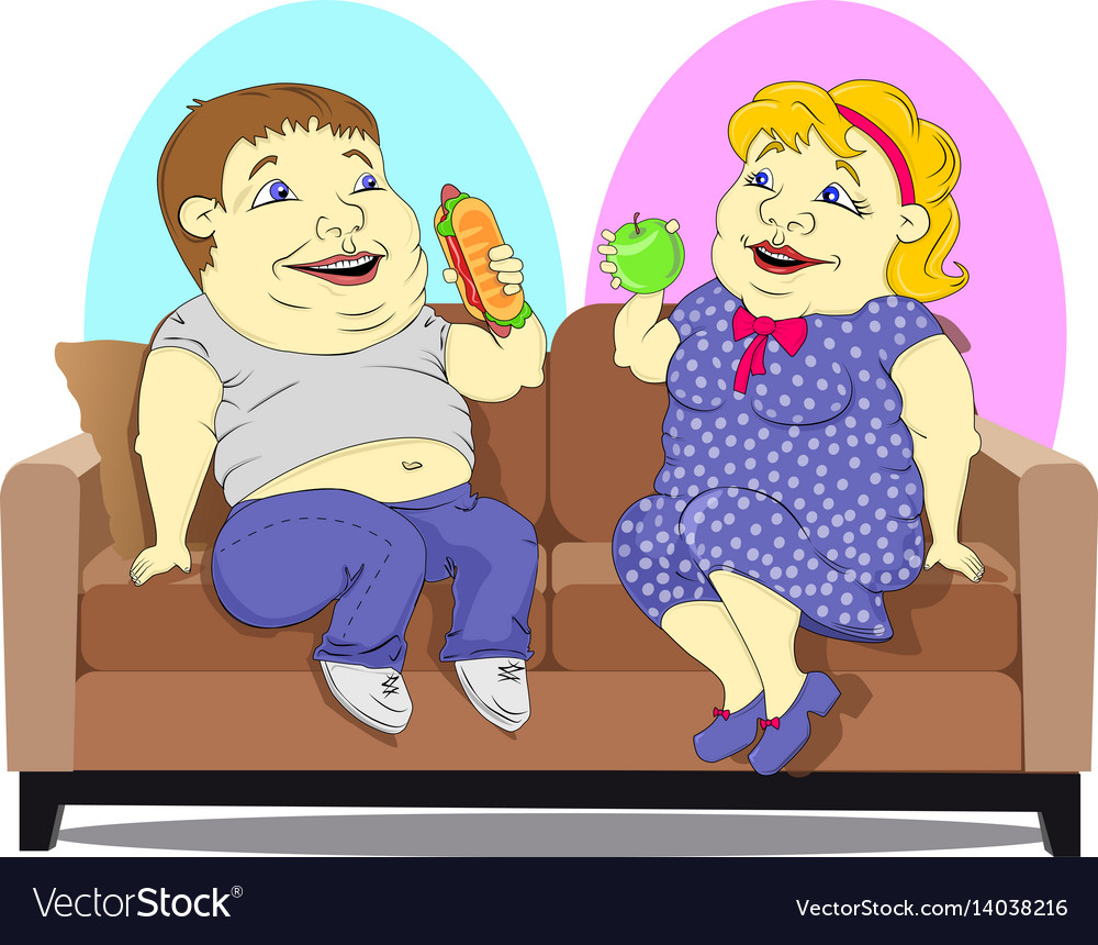 Fat People On The Couch Royalty Free Vector Image