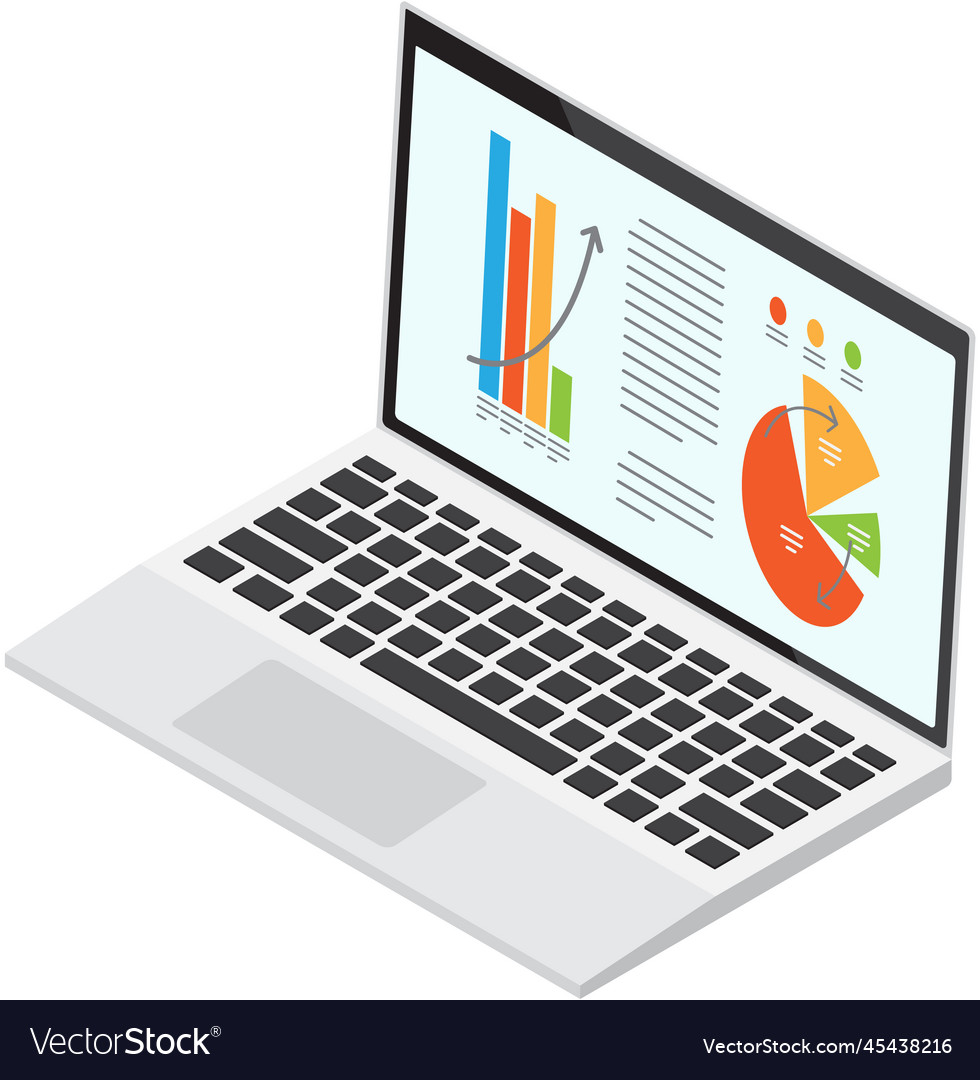 Financial Accounting Report On Screen Business Vector Image