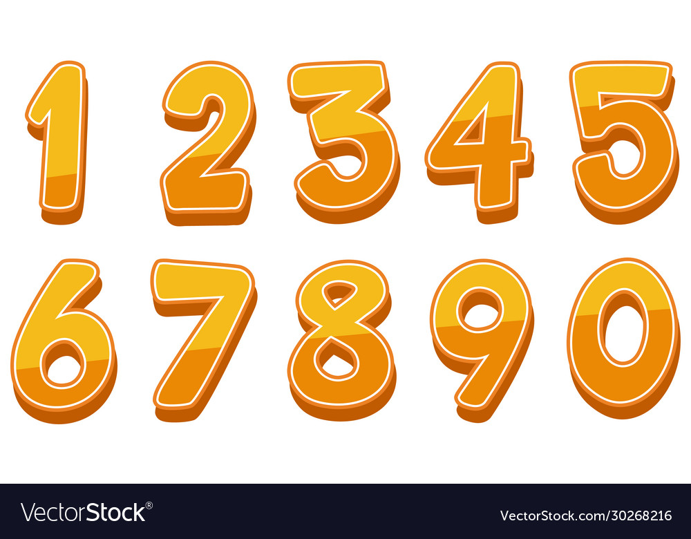 Font design for numbers one to zero on white vector image Font design for numbers one to zero on white