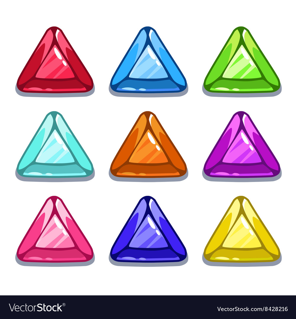 Funny Cartoon Colorful Triangle Shape Gems Vector Image