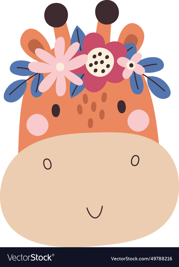 Giraffe head with floral wreath Royalty Free Vector Image