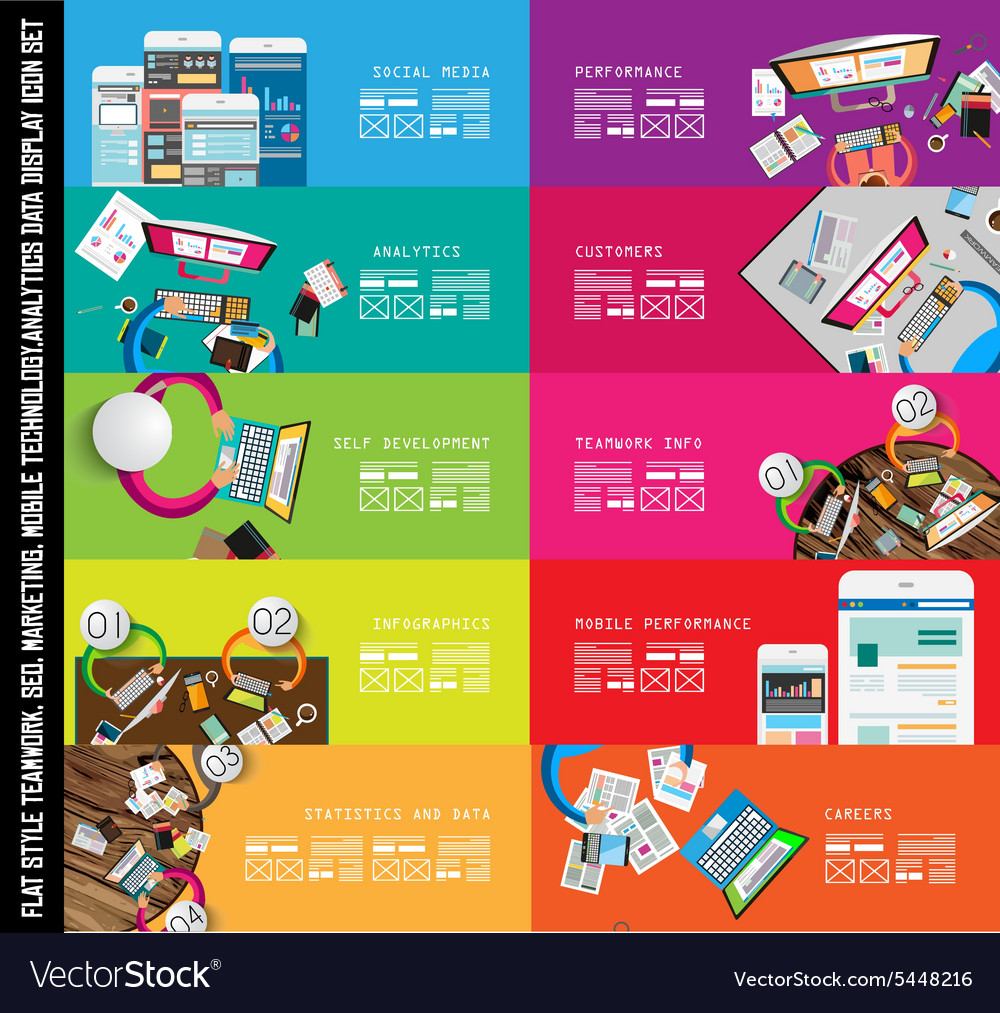 Infographic Teamwork Banner Set And Brainstorming Vector Image