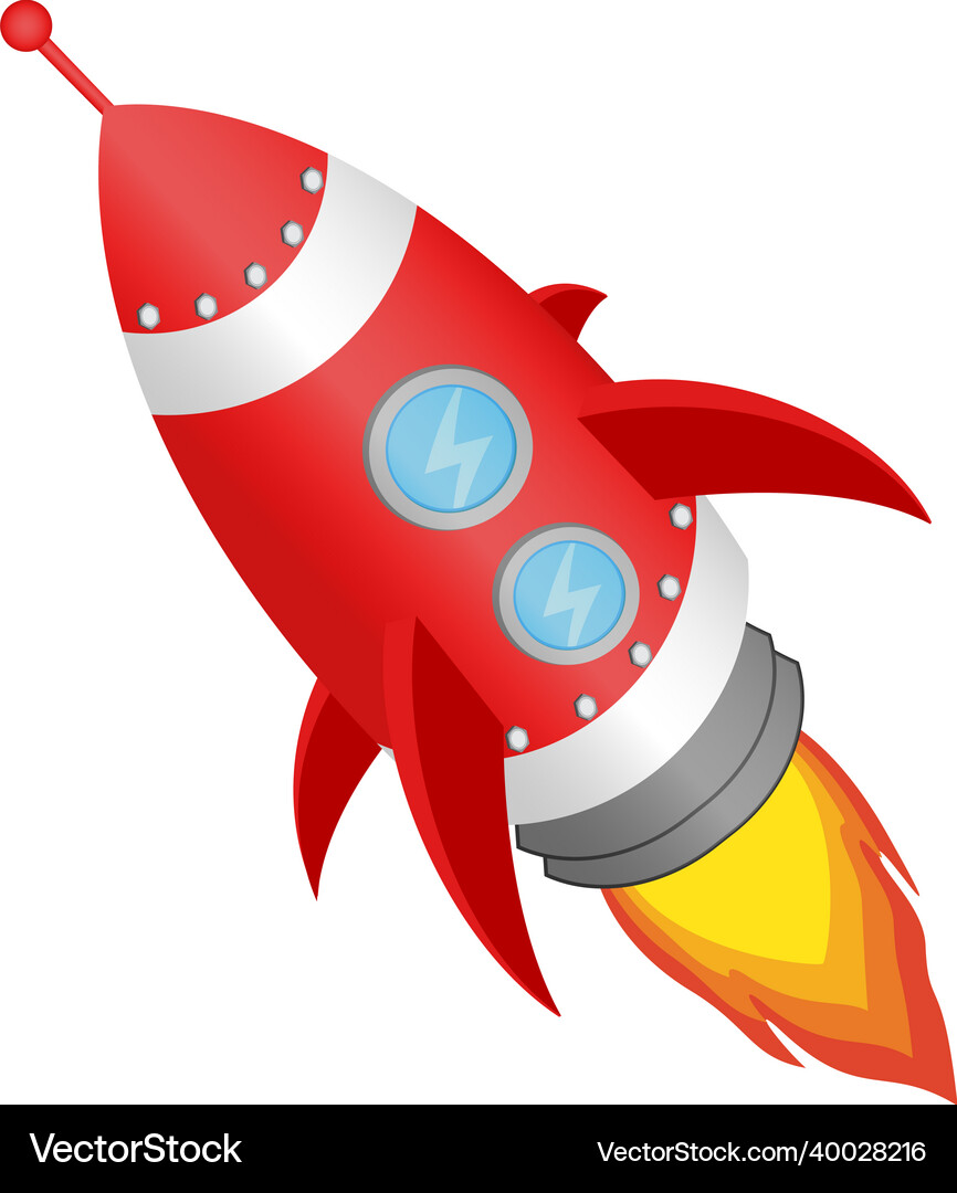 Red rocket launch project start up concept Vector Image