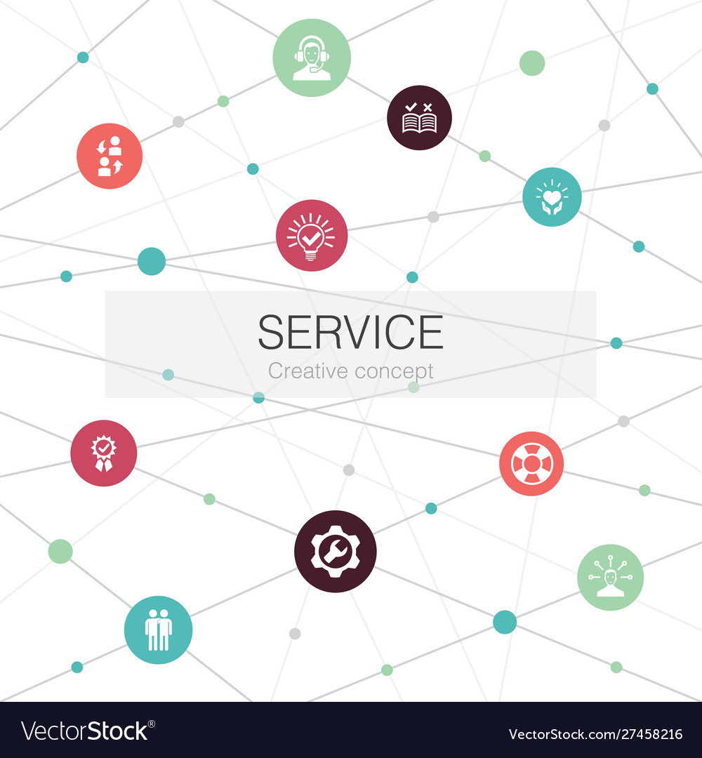 Service trendy web template with simple icons