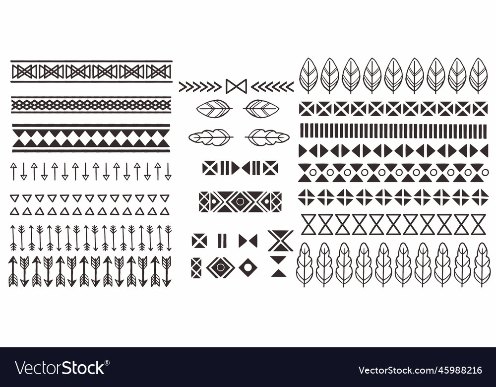 Set of hand drawn geometric african tribal Vector Image Set of hand drawn geometric african tribal