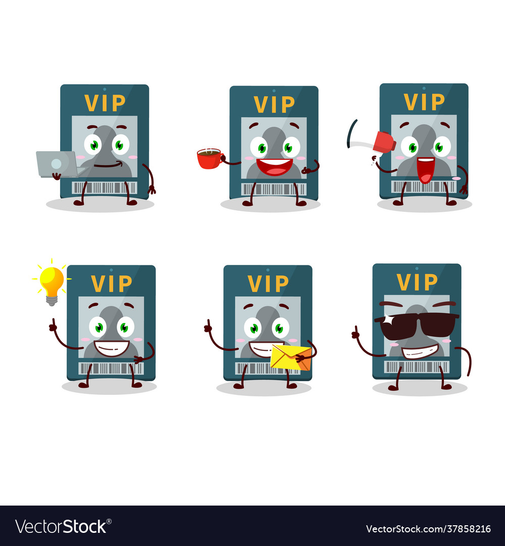 Vip card cartoon character with various types