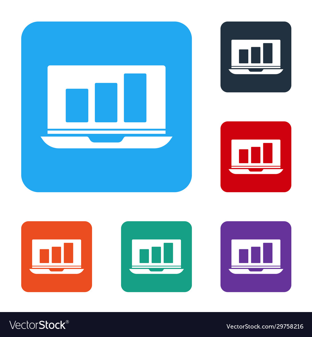 White laptop with graph chart icon isolated Vector Image White laptop with graph chart icon isolated