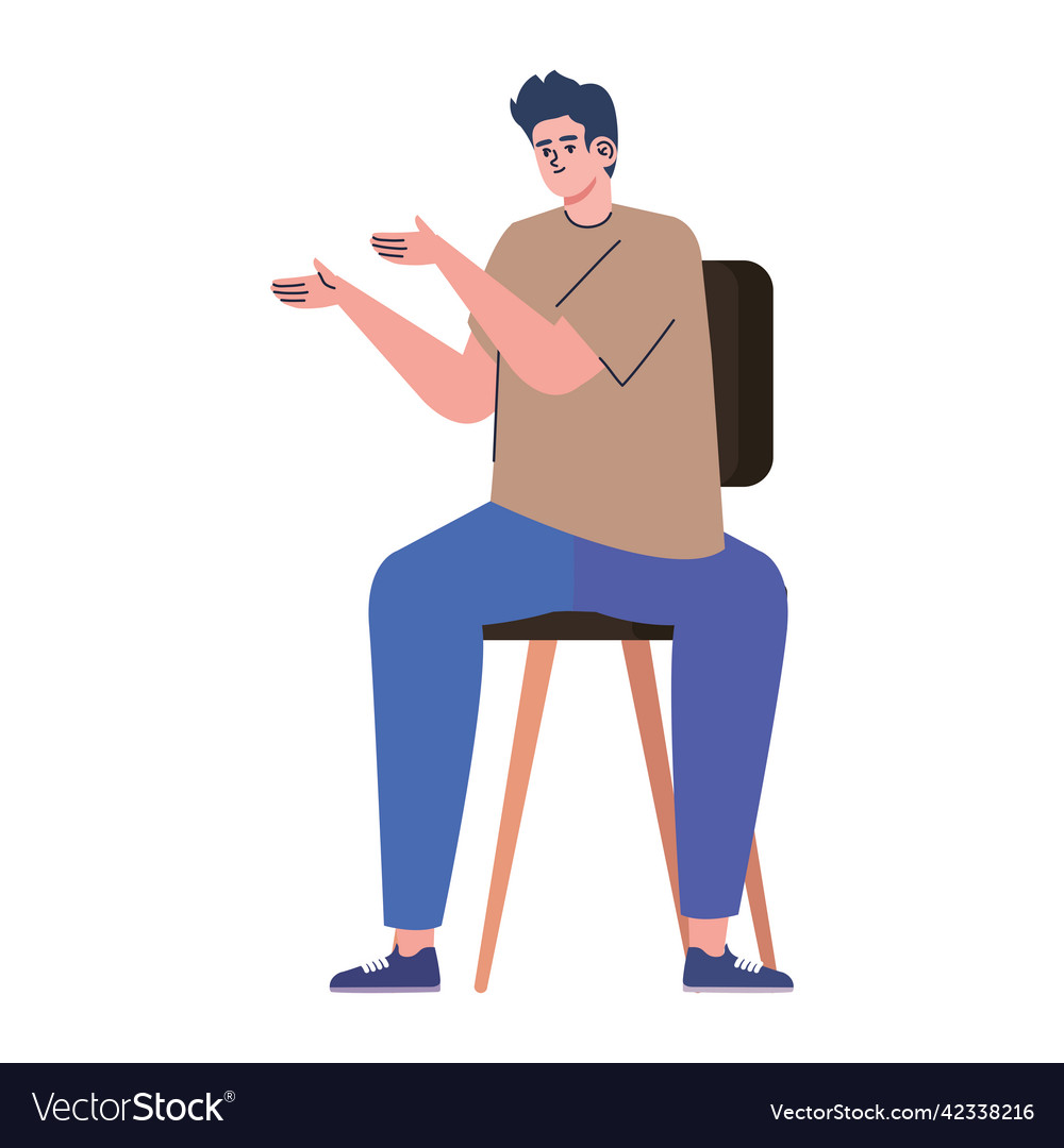 Young man seated Royalty Free Vector Image - VectorStock