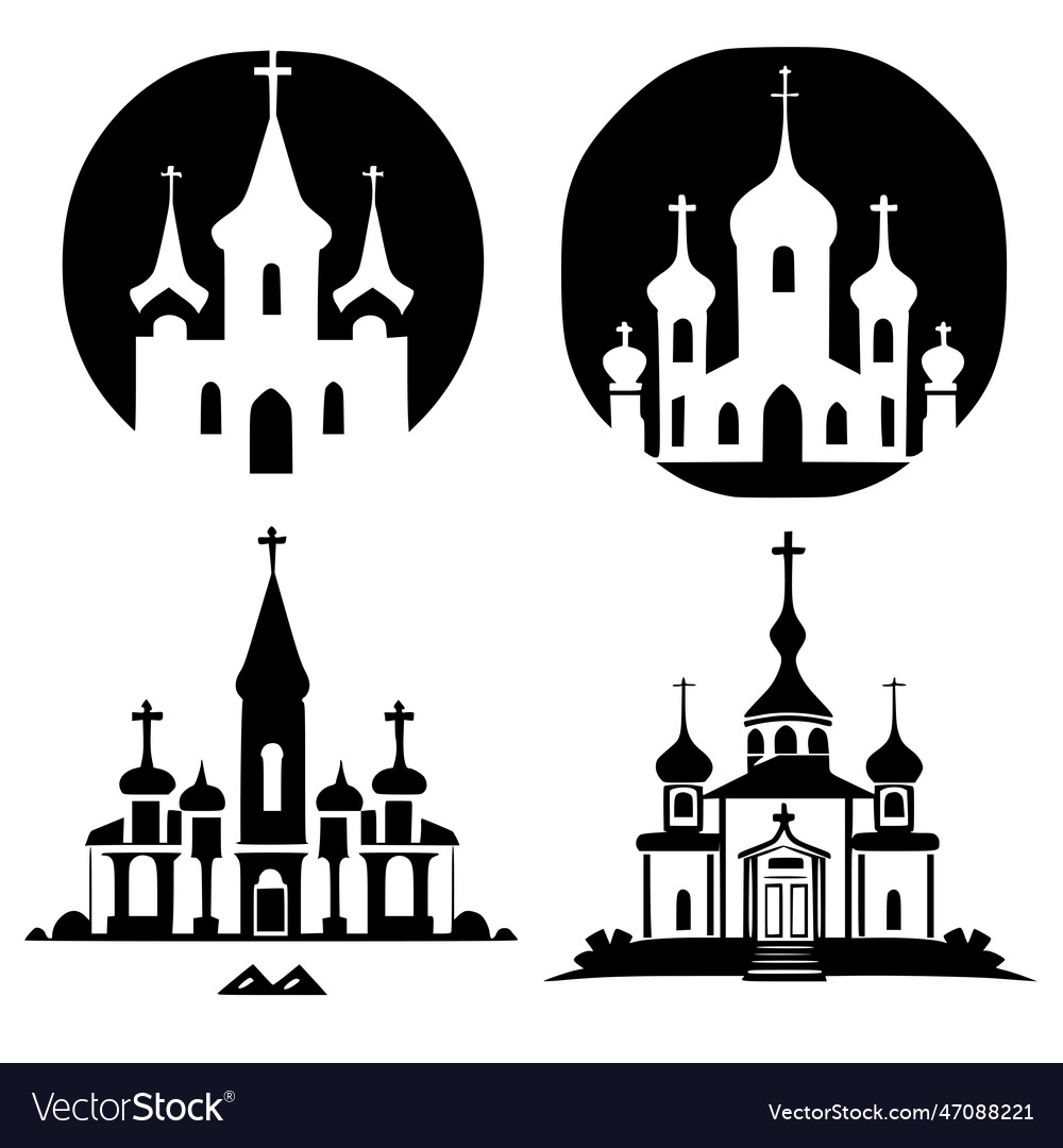 A set of icons logo the orthodox church Royalty Free Vector