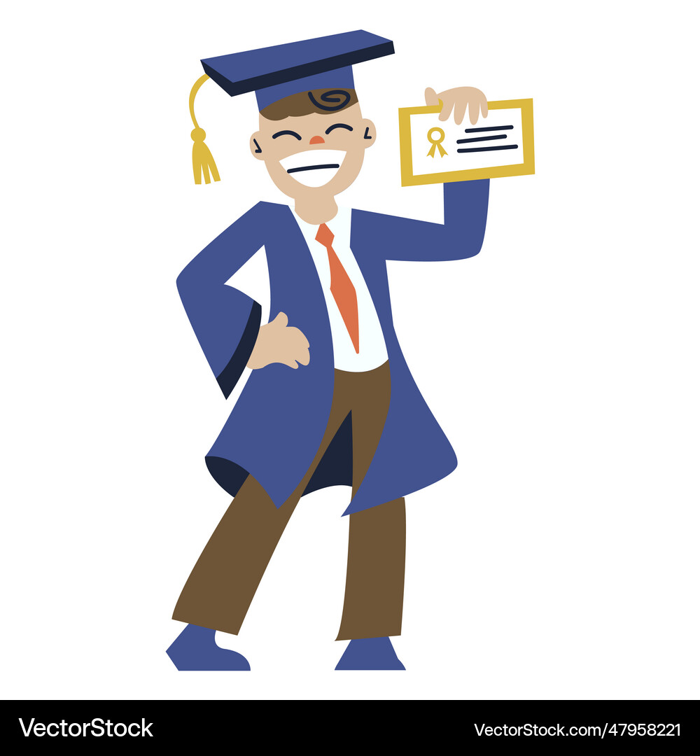 Boy posing graduation flat Royalty Free Vector Image