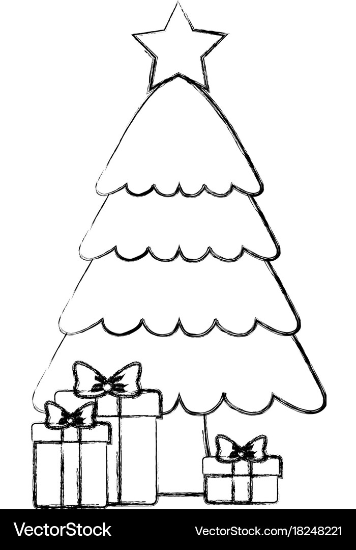 Christmas tree with gift boxes icon Royalty Free Vector