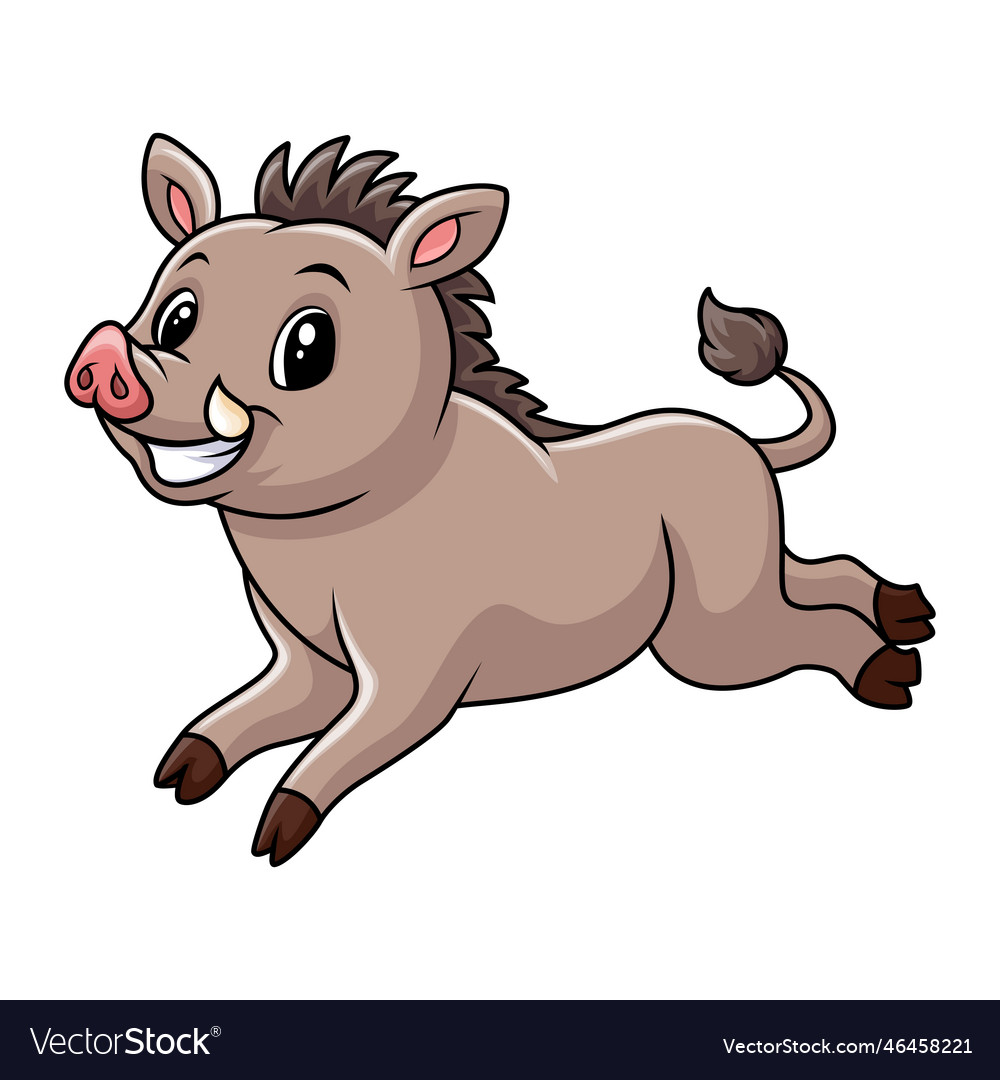 Cute baby wild boar cartoon smile