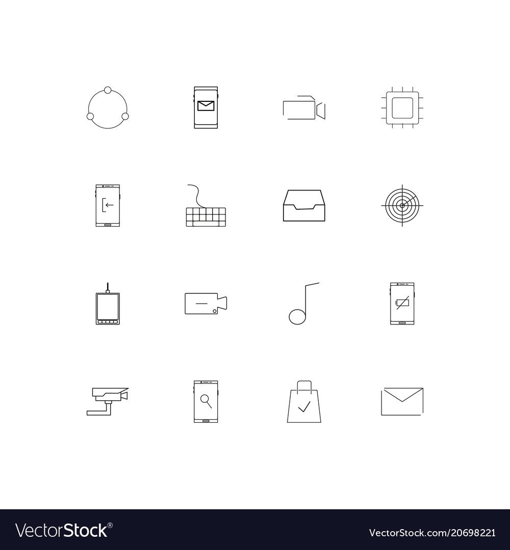 Devices simple linear icons set outlined