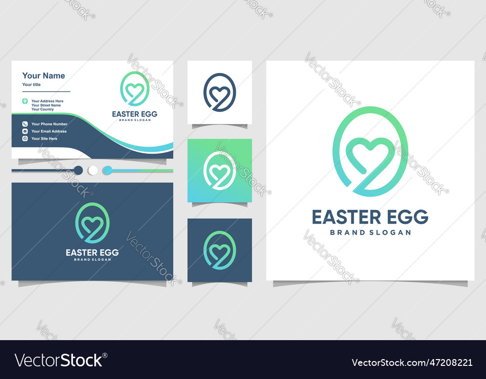 Easter egg logo with cute love gradient color