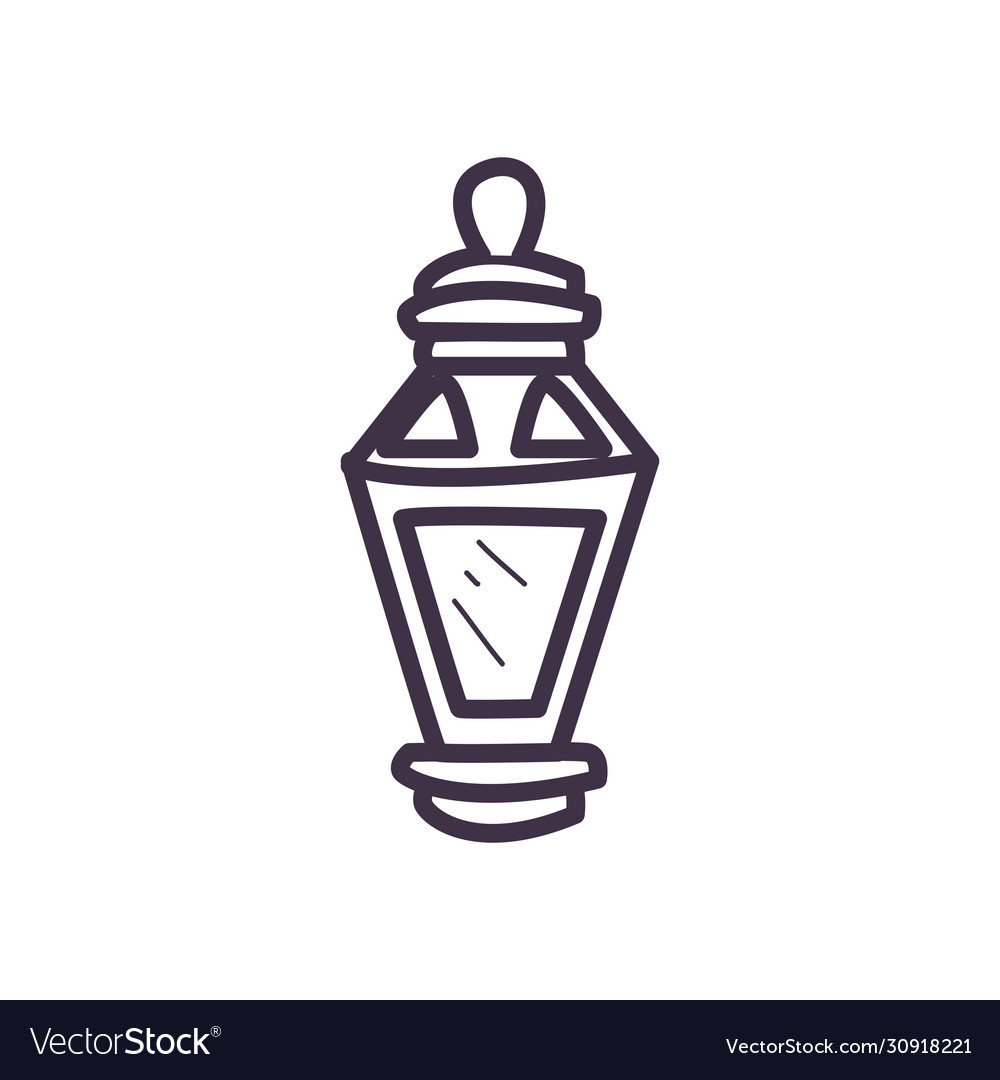 Eid mubarak lantern line style icon design