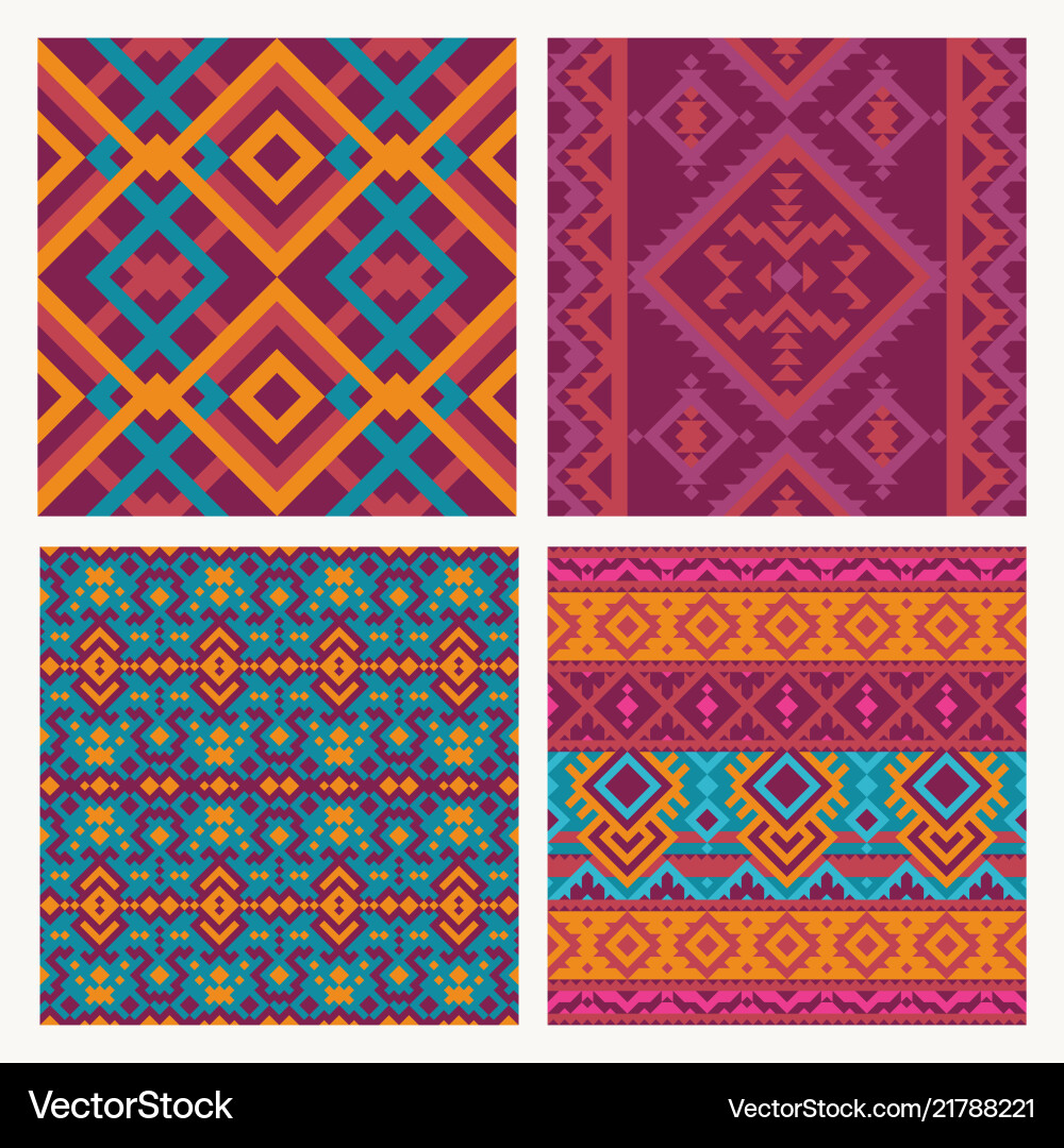 Ethnic tribal seamless patterns set Royalty Free Vector