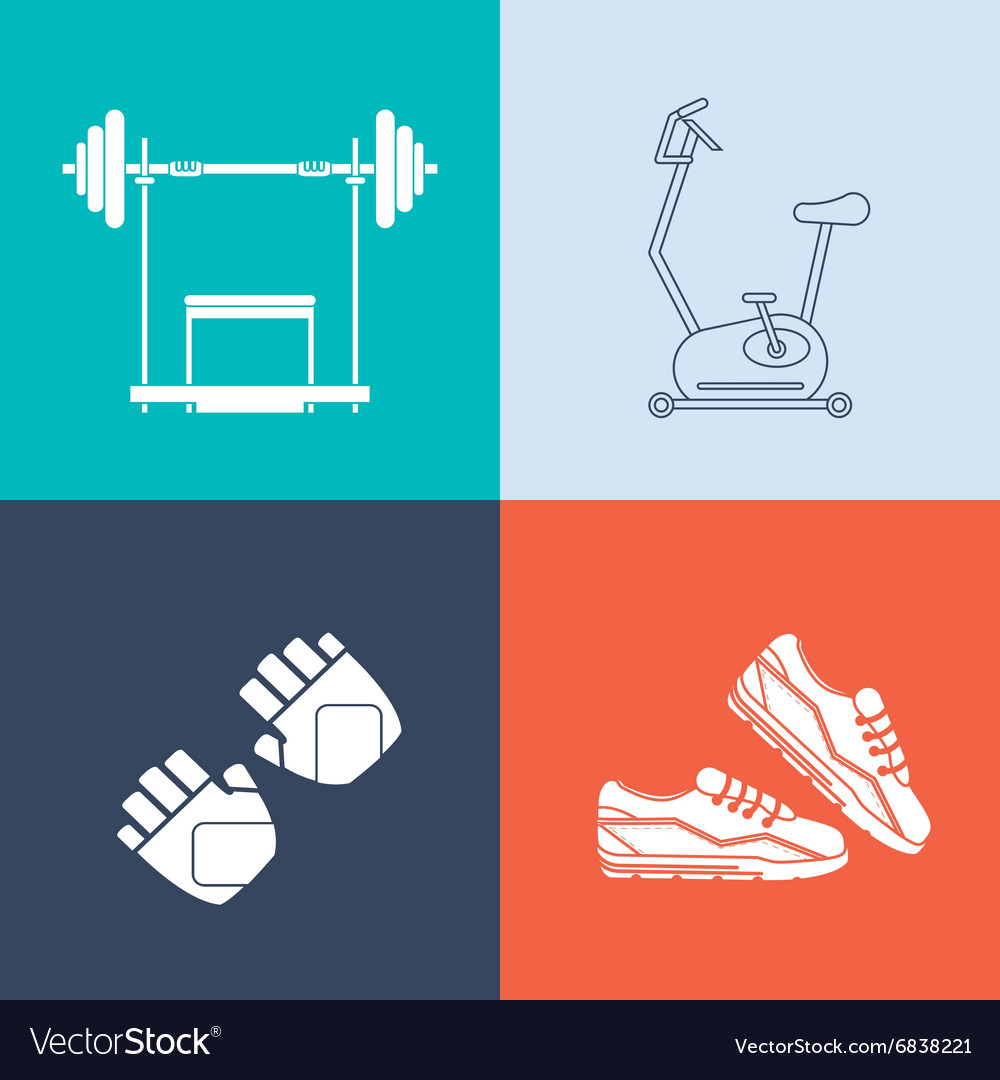 Gym and fitness icons design