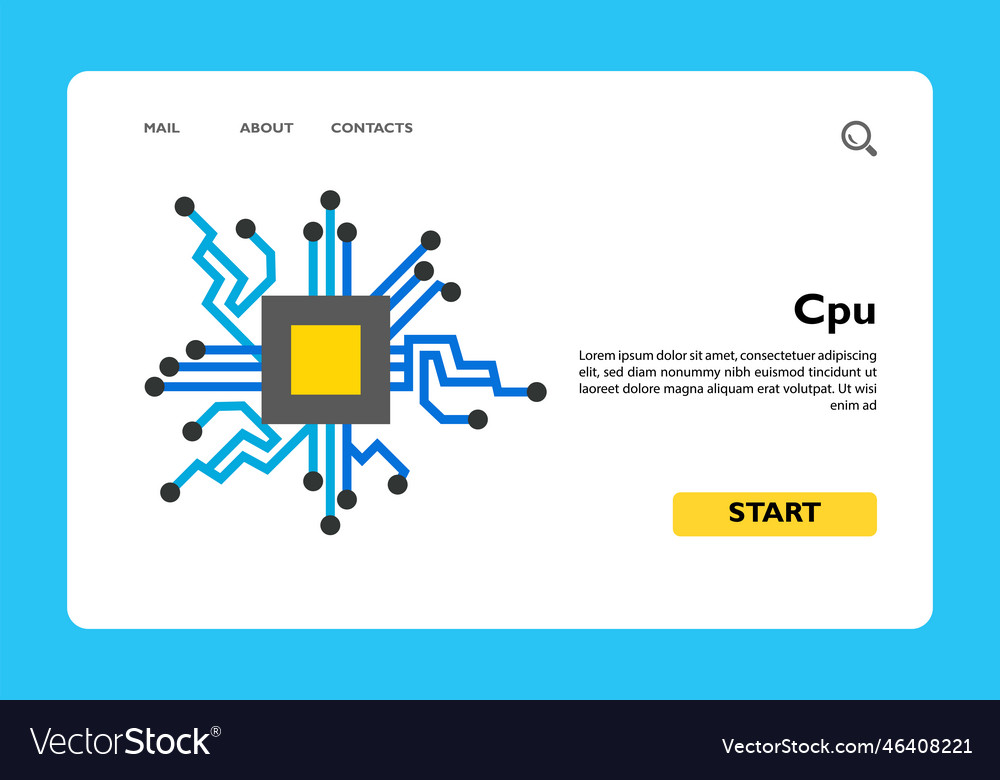 Icon of cpu with related links vector image Icon of cpu with related links