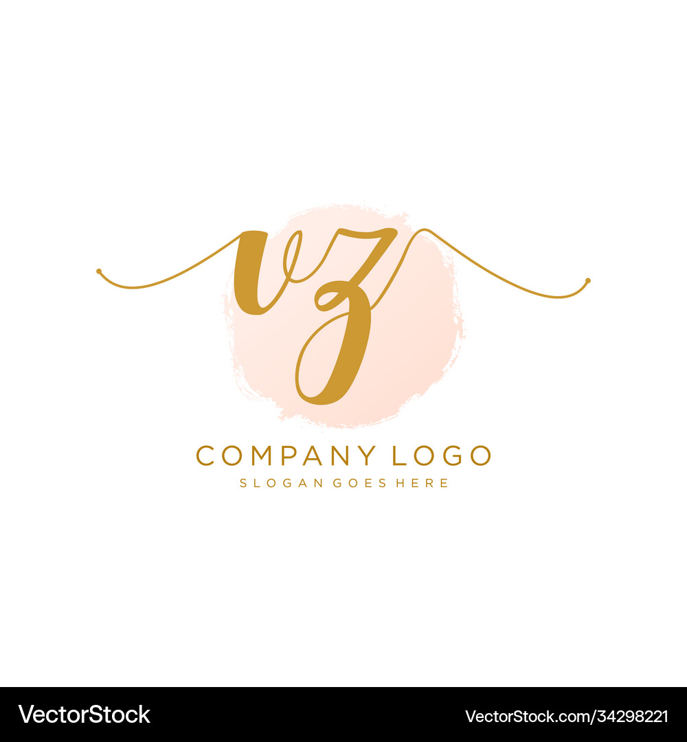 Initial vz handwriting logo with circle template Vector Image