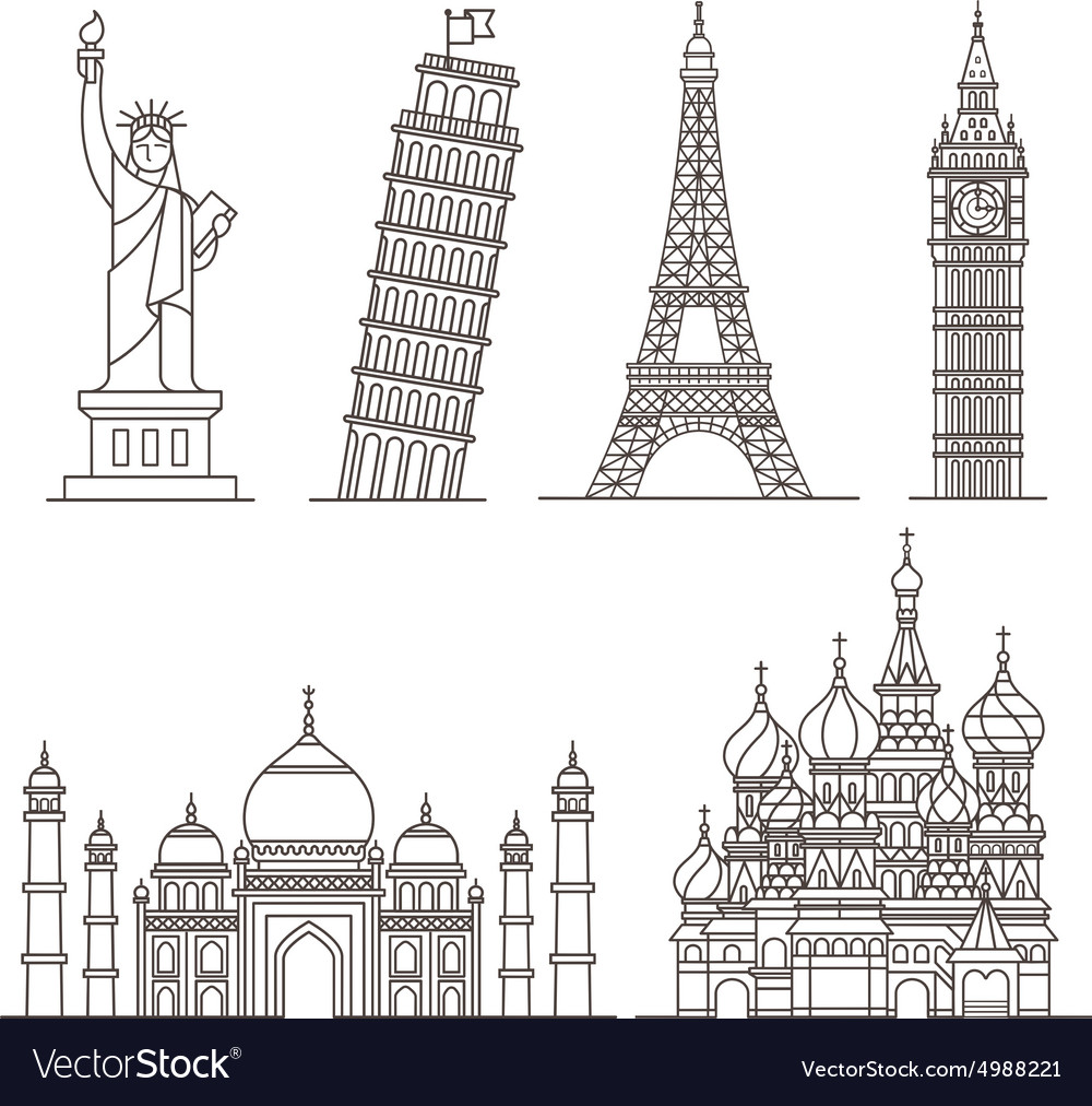 Landmark icons Royalty Free Vector Image - VectorStock