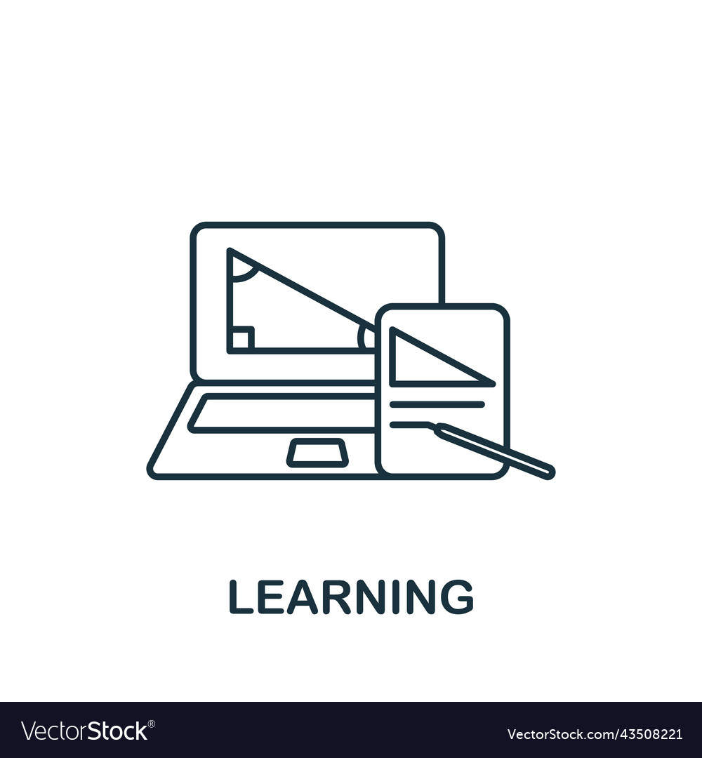 Learning icon monochrome simple brain process vector image Learning icon monochrome simple brain process