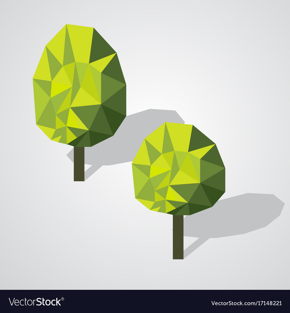 Low poly trees set Royalty Free Vector Image - VectorStock