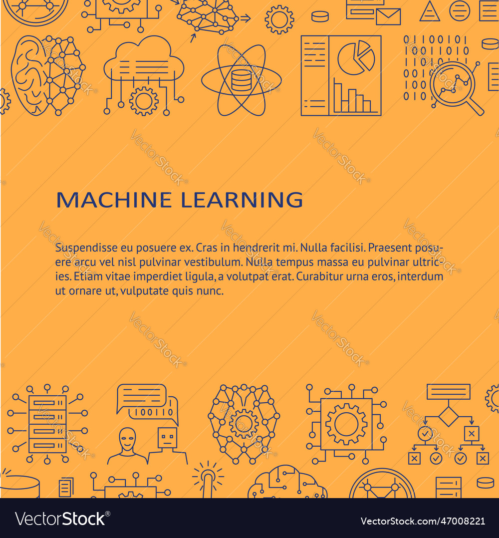 Machine learning algorithms banner with text vector image Machine learning algorithms banner with text