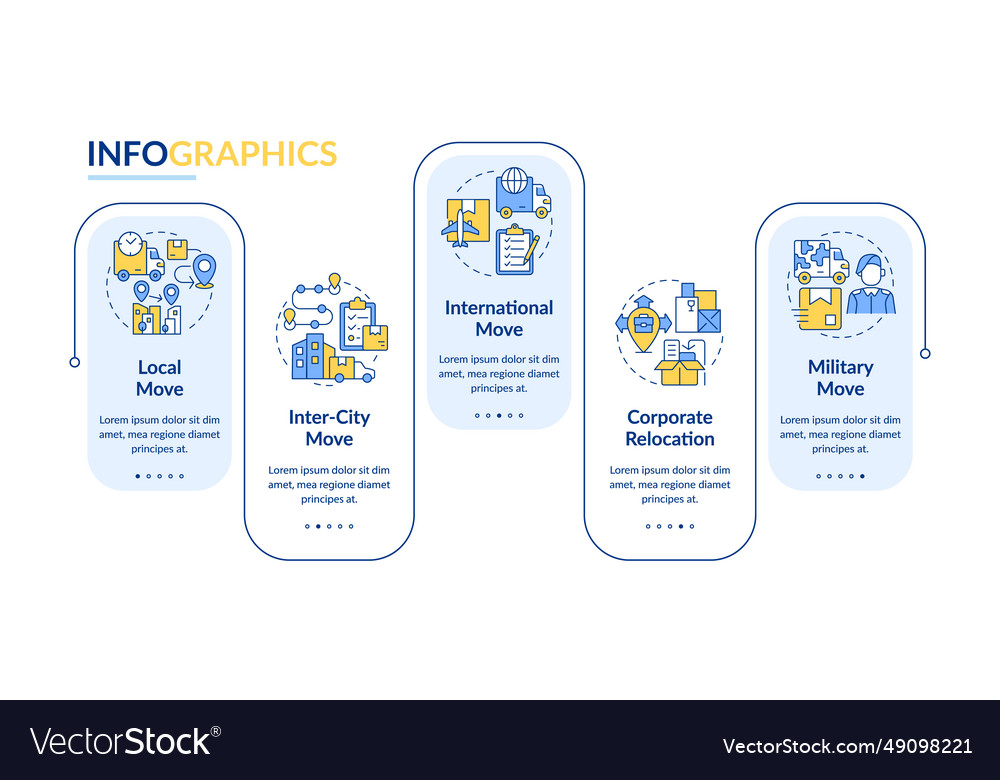 Multicolor moving service layout with linear icon