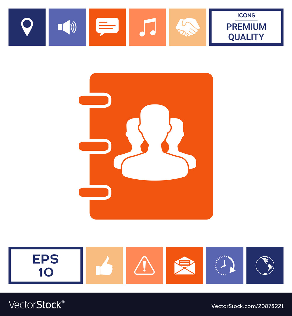 Notebook address phone book icon with symbol