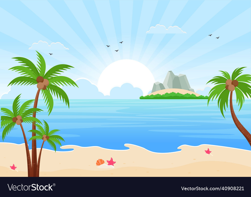 Sea sunrise landscape above morning scene ocean Vector Image