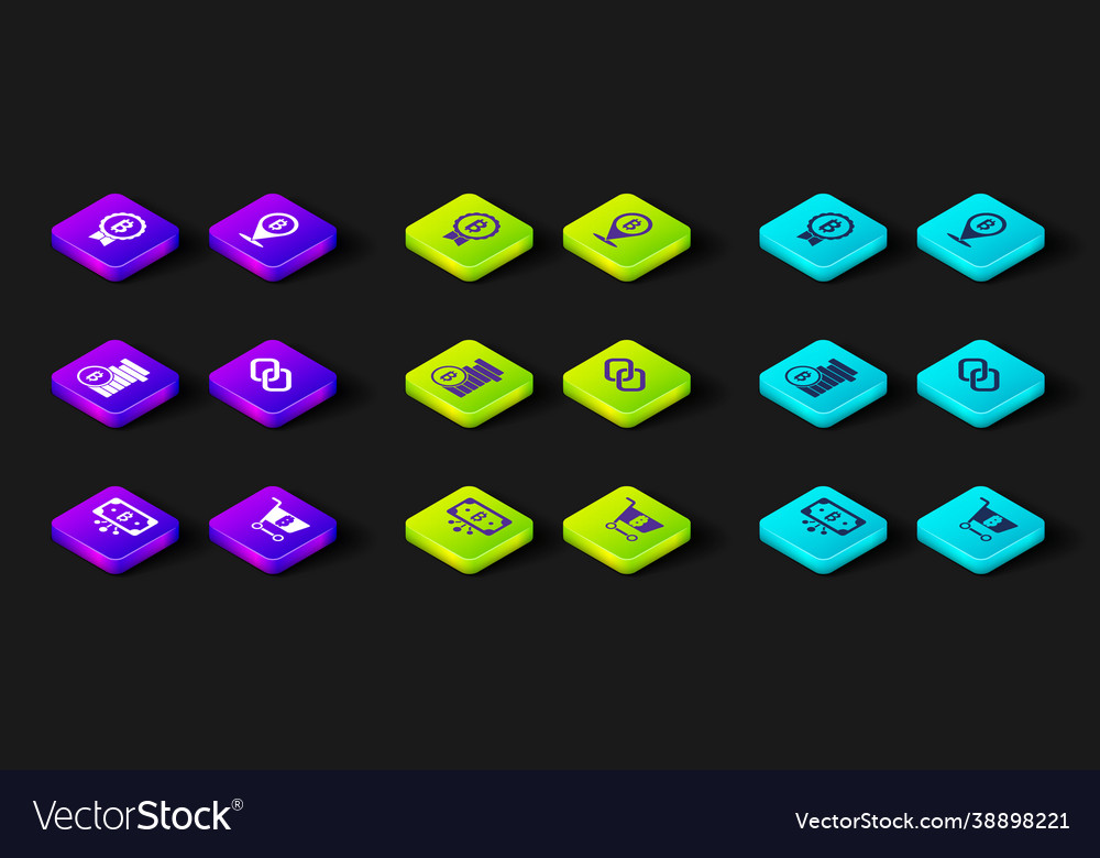 Set bitcoin with circuit shopping cart Vector Image Set bitcoin with circuit shopping cart