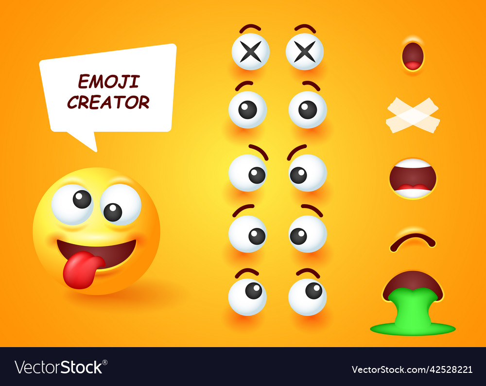 Set for creating 3d emoji collection of editable vector image Set for creating 3d emoji collection of editable