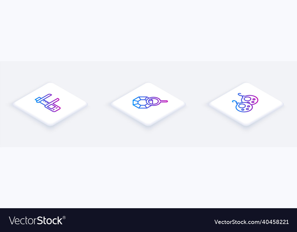 Set isometric line calliper or caliper and scale vector image Set isometric line calliper or caliper and scale