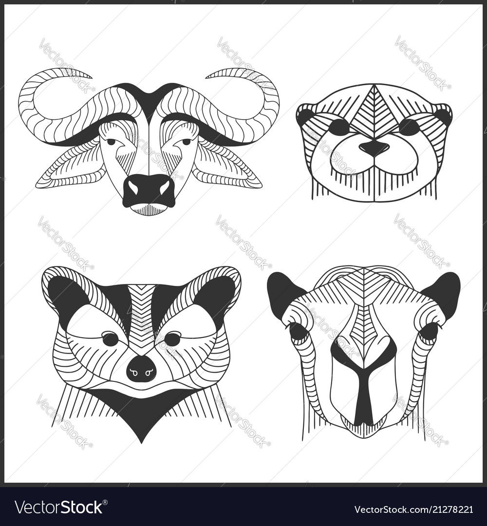 Set of polygonal animals logos