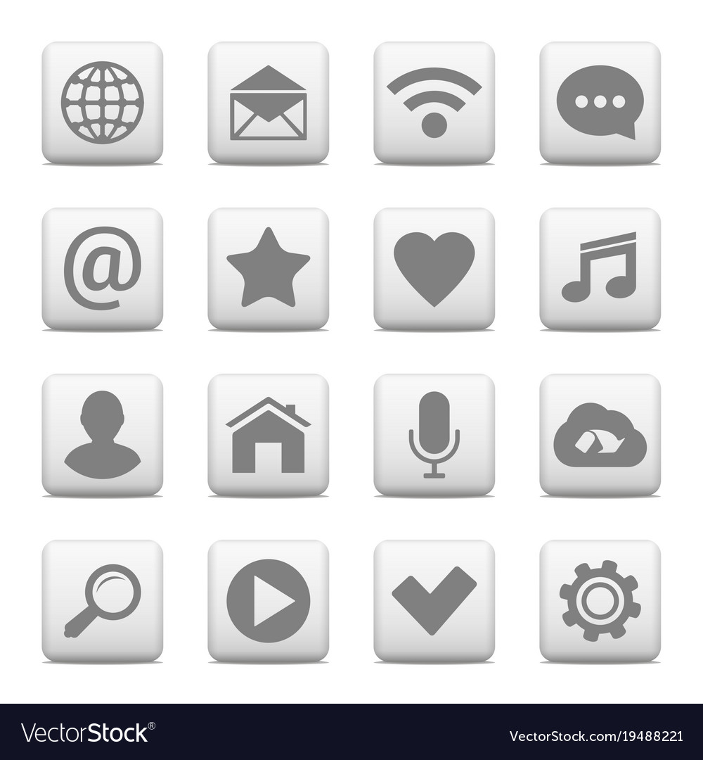 Set of universal icons on web buttons