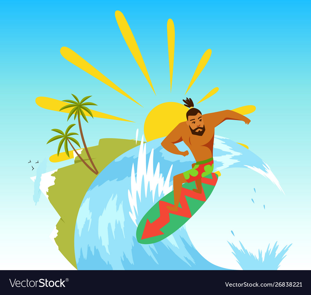 Surfer riding wave Royalty Free Vector Image - VectorStock