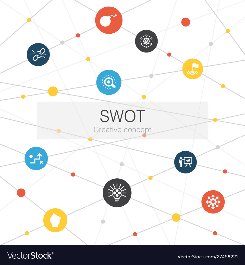 Swot trendy web template with simple icons