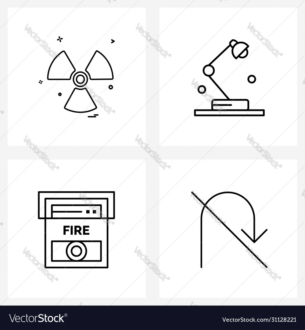 Universal symbols 4 modern line icons fan