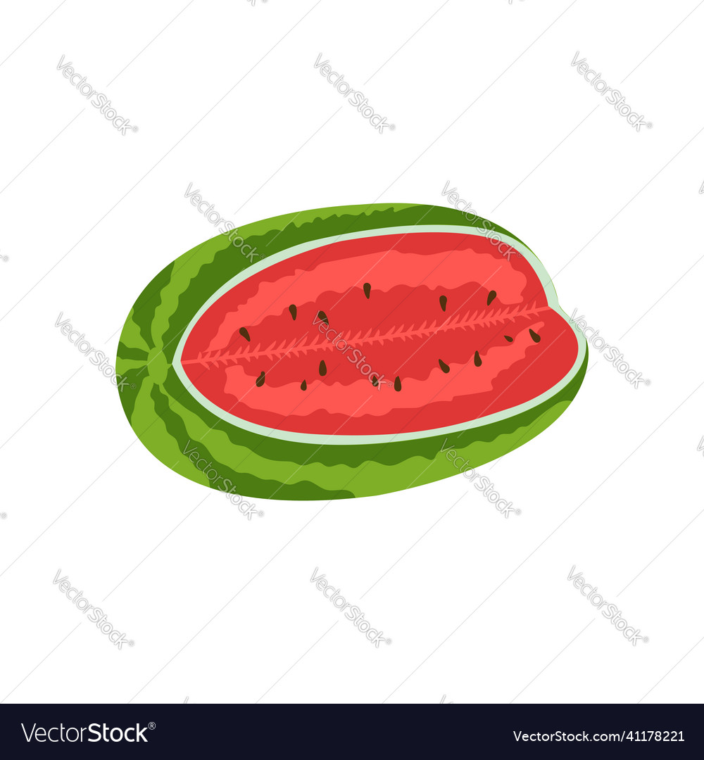 Watermelon ripe red green stem cut in half sliced