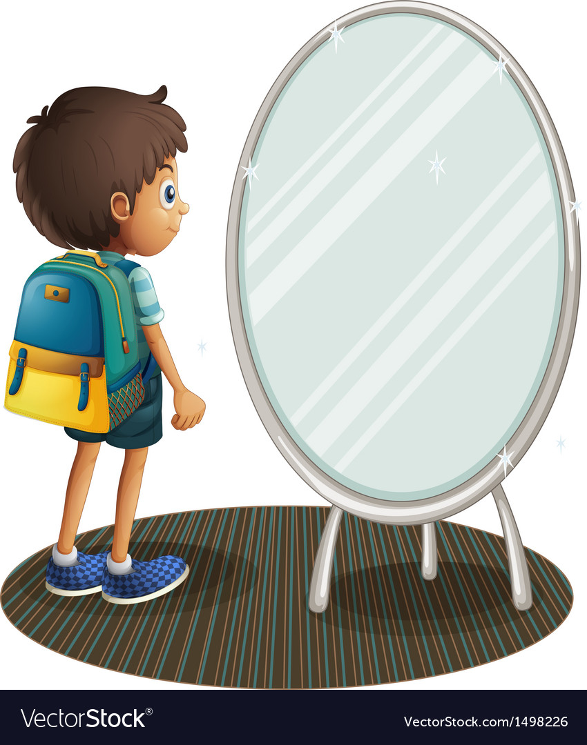 A Boy Facing The Mirror Royalty Free Vector Image