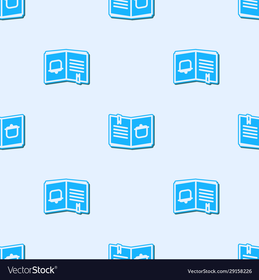Blue line cookbook icon isolated seamless pattern vector image Blue line cookbook icon isolated seamless pattern
