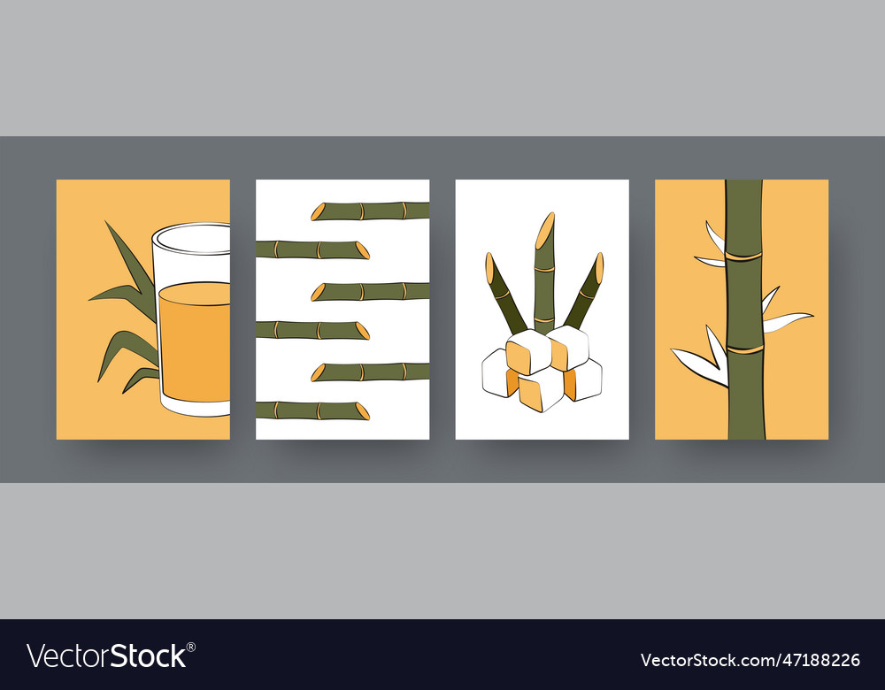 Collection of contemporary posters with sugarcane