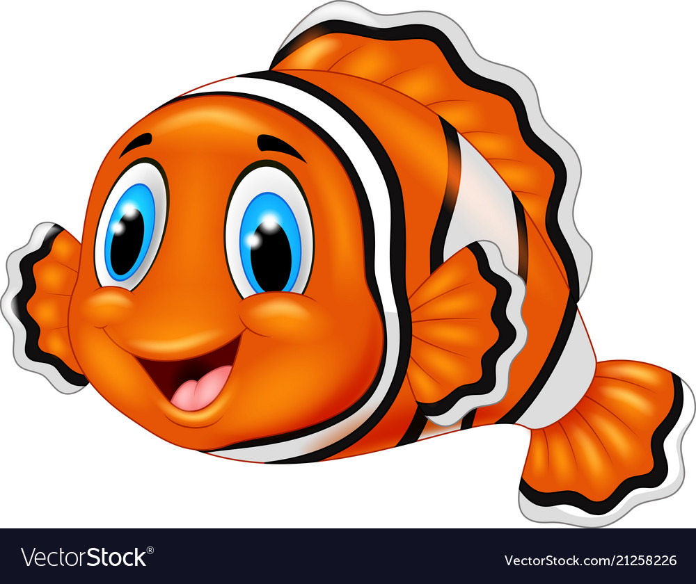 Cute clown fish cartoon Royalty Free Vector Image