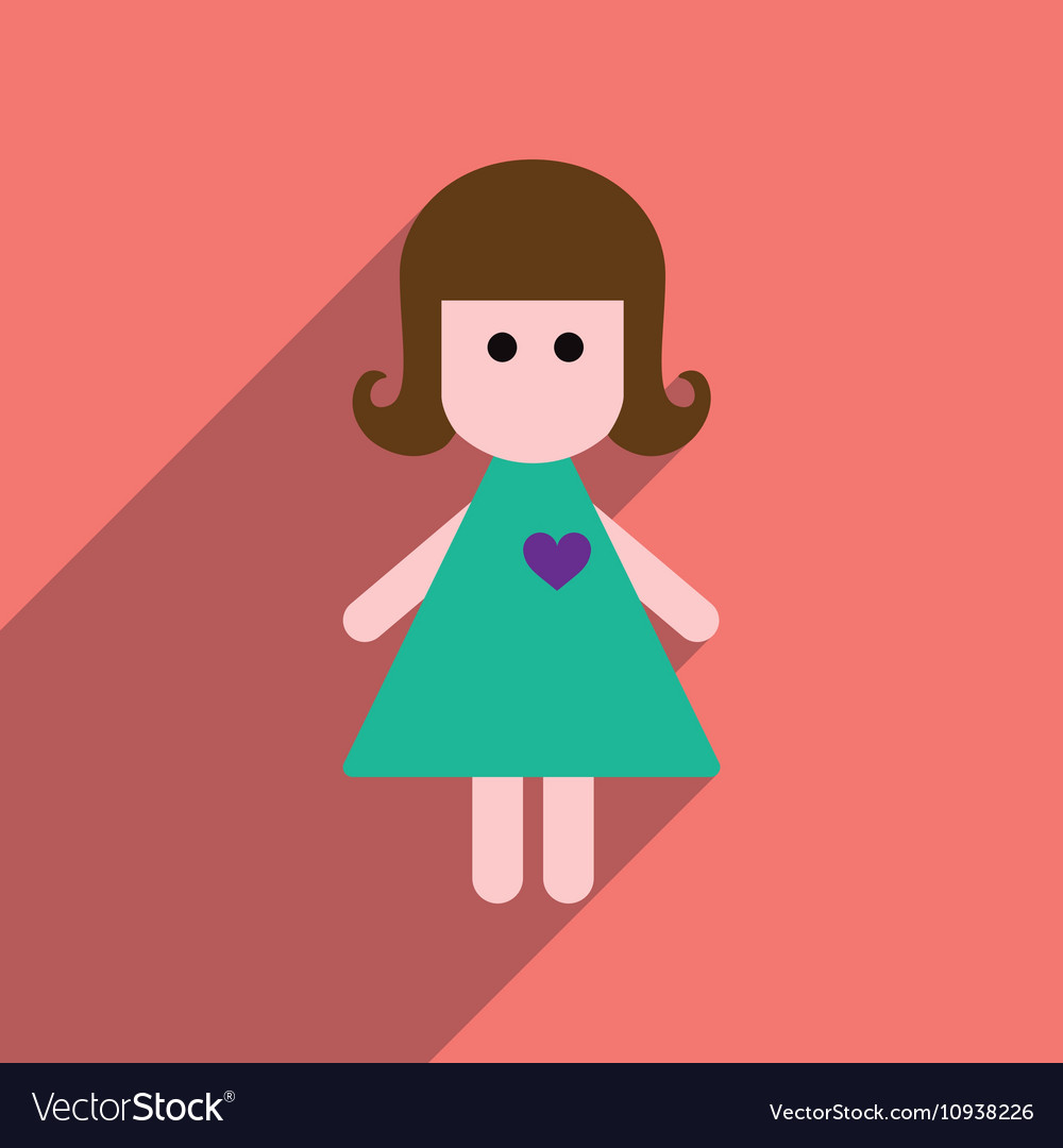 Flat web icon with long shadow girl