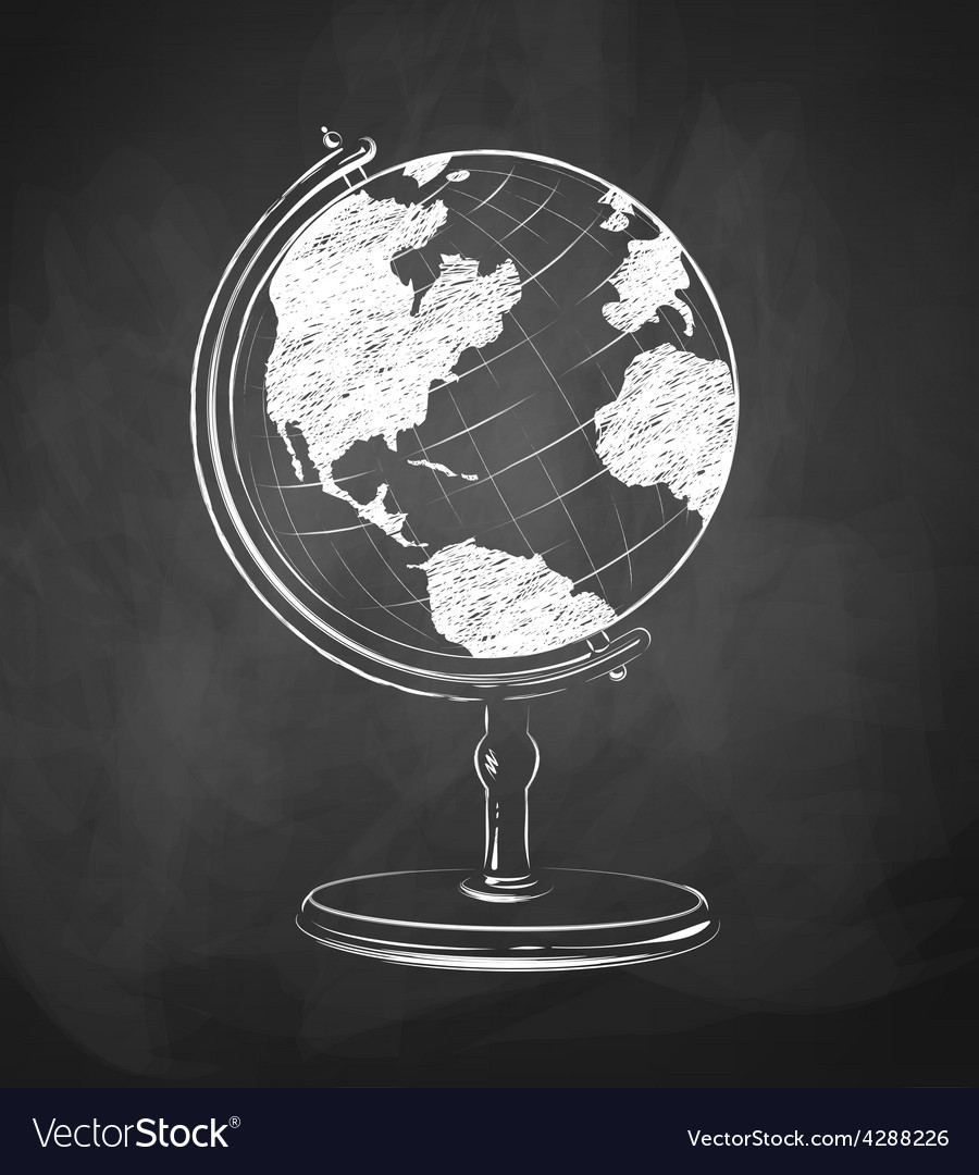 Globe drawn on chalkboard Royalty Free Vector Image