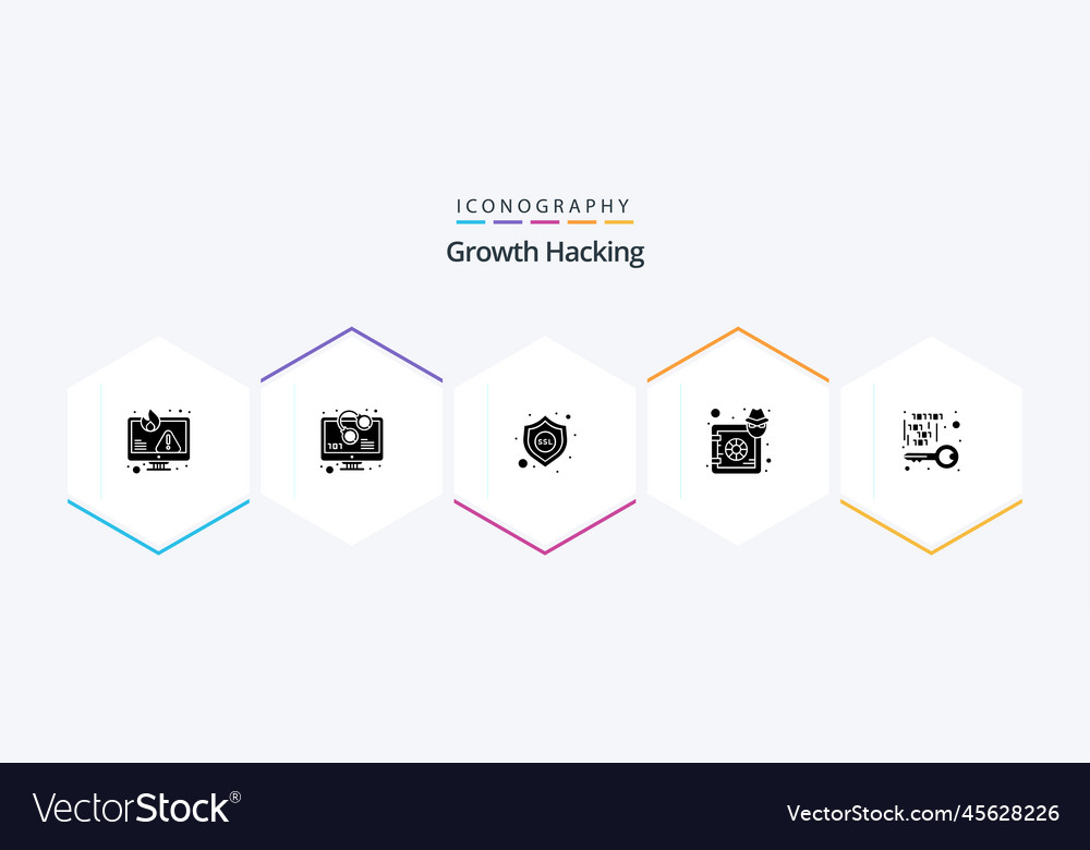 Hacking 25 glyph icon pack including lock hacker