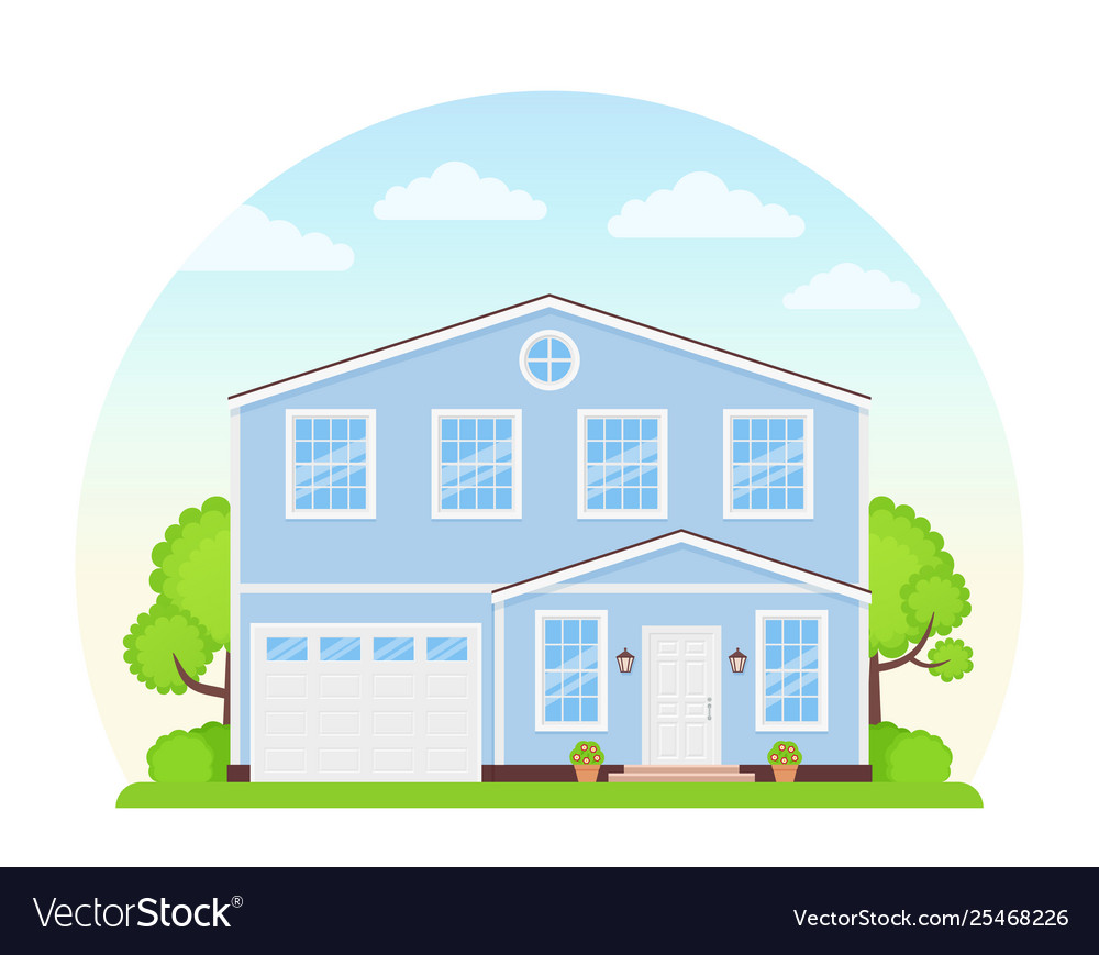 House exterior front view flat design