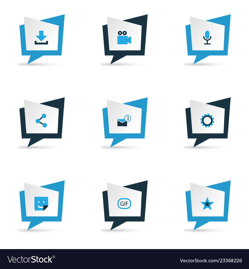Internet icons colored set with down arrow vector image Internet icons colored set with down arrow